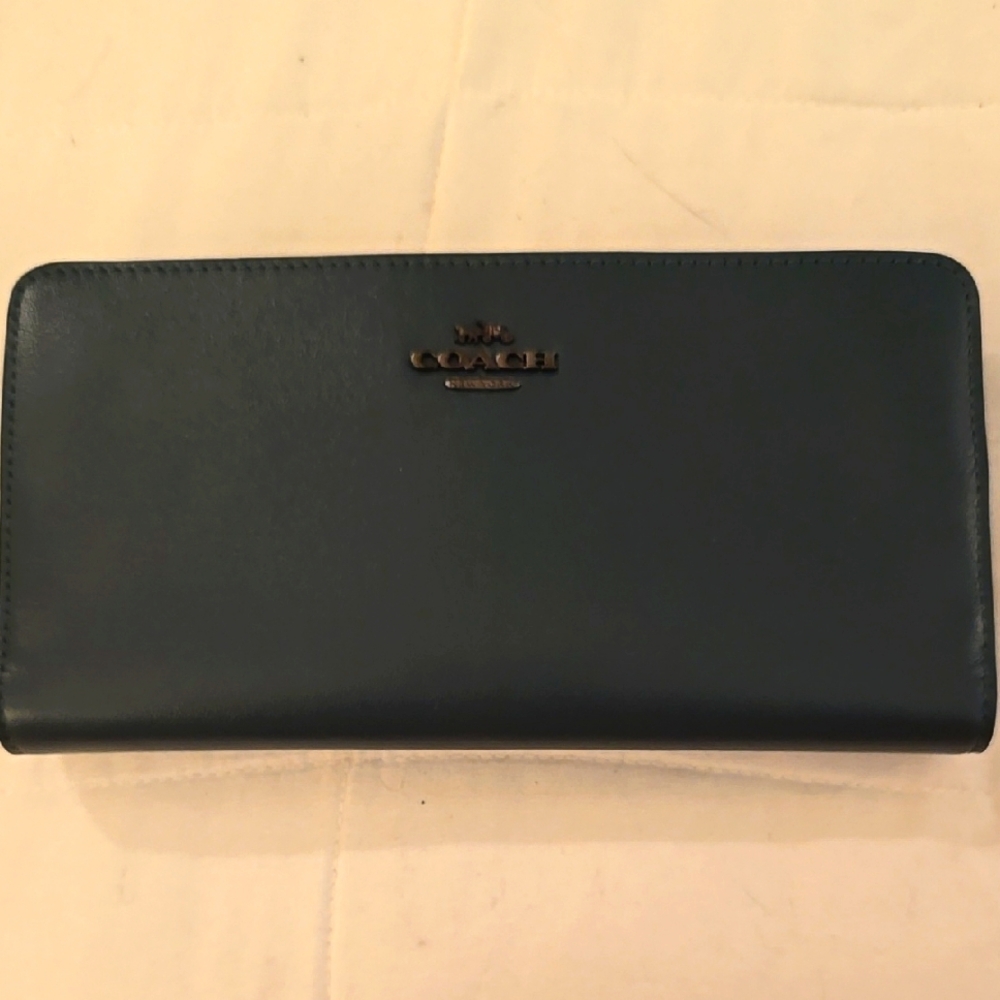 Coach Dark Green Leather Wallet